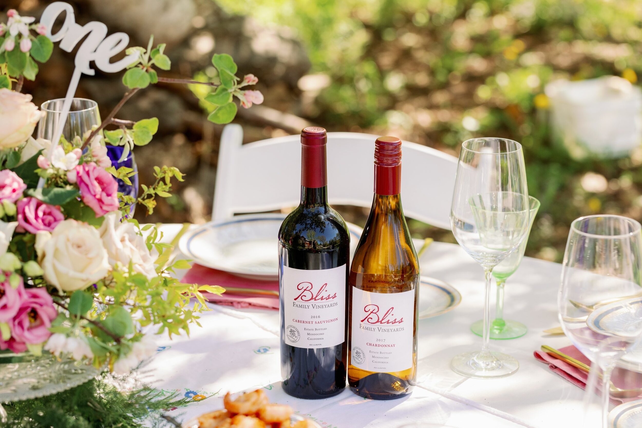 Wine on a decorated table