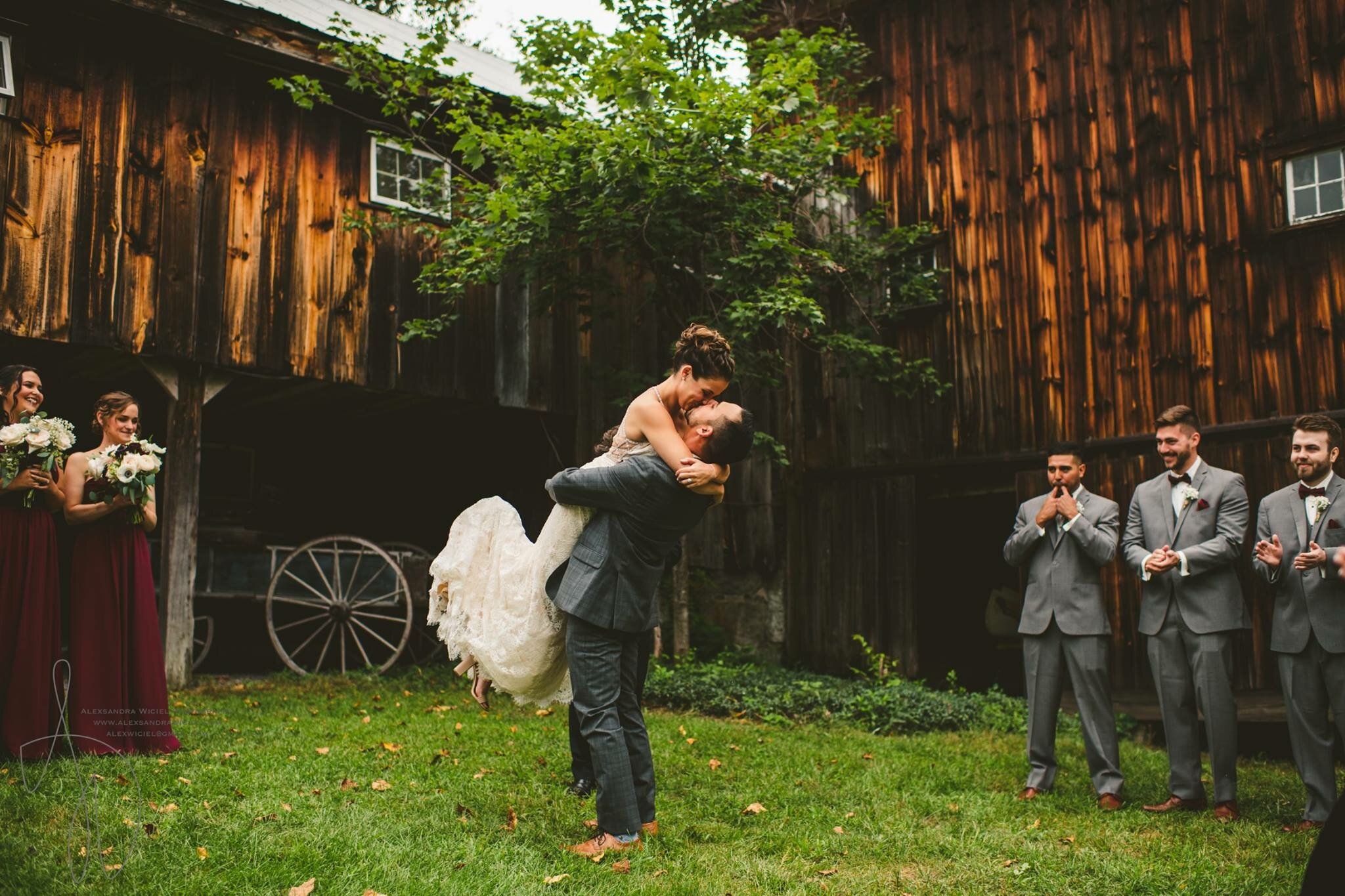 bride and groom dancing